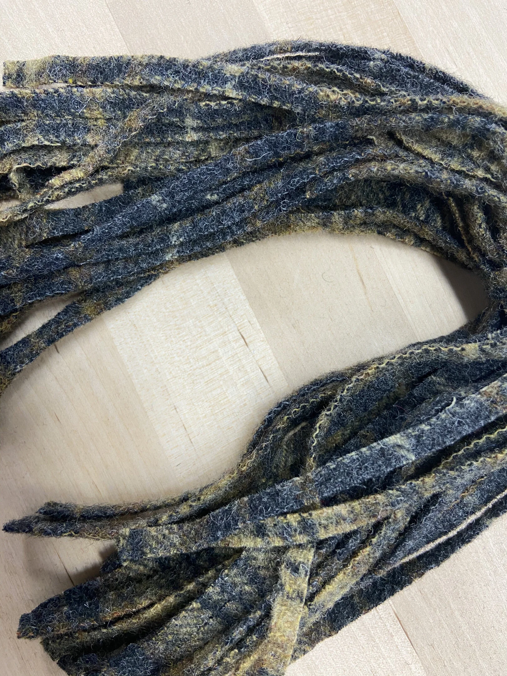 Rug Hooking Wool Strips or Swatch - Blue & Yellow Plaid LIMITED